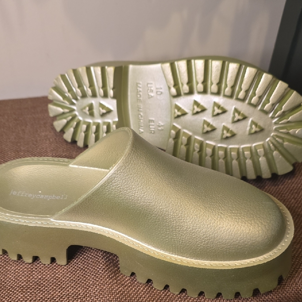 Free People Jeffrey Campbell Metallic Green Slip-On Clogs - Picture 4 of 5